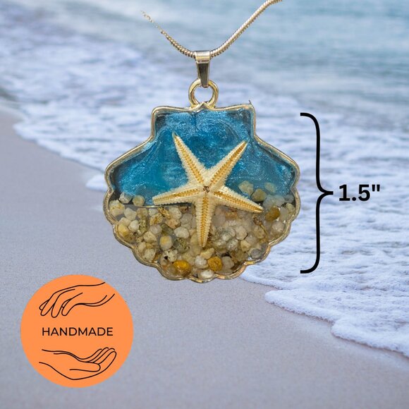 Handmade Shell Pendant with Necklace - Picture 2 of 3